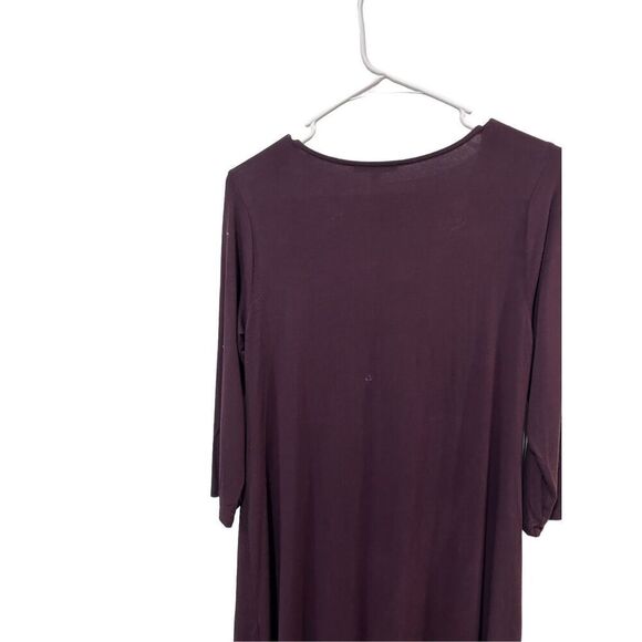 Eileen Fisher Plum Purple Drape Neck Y2K 3/4 sleeve Mini Dress Size XS Bratz - Picture 5 of 11